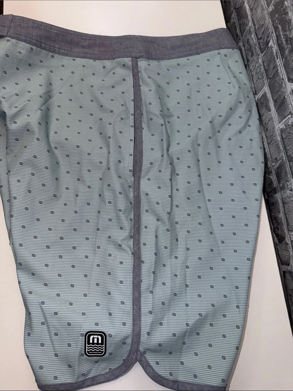 Travis Mathew Teal  Micro-Print Swim Shorts